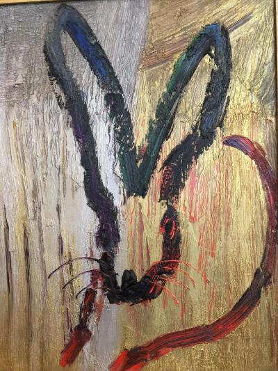 Hunt Slonem Hunt Slonem Metallic Signed Rabbit Painting Original Artist Frame