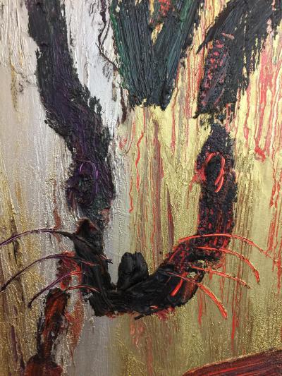 Hunt Slonem Hunt Slonem Metallic Signed Rabbit Painting Original Artist Frame