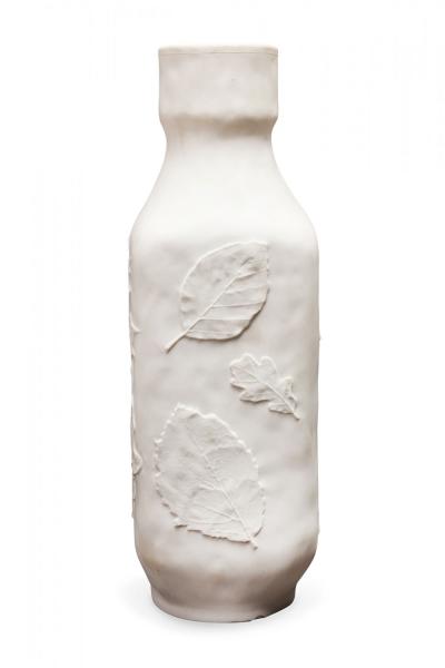Hutschenreuther German White Raised Realistic Leaf Design Porcelain Vase