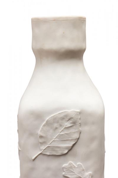 Hutschenreuther German White Raised Realistic Leaf Design Porcelain Vase