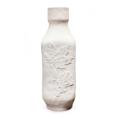 Hutschenreuther German White Raised Realistic Leaf Design Porcelain Vase