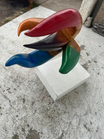 Hy Farber 39 Hy Farber Wood Floral Sculpture on Stand