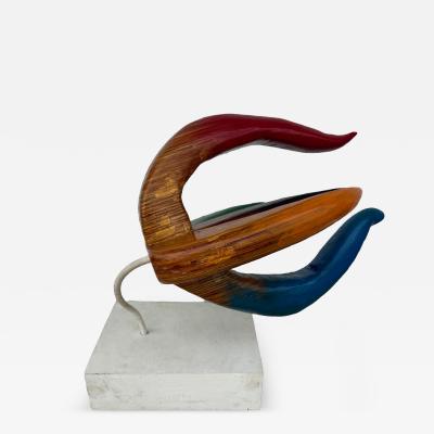 Hy Farber 39 Hy Farber Wood Floral Sculpture on Stand