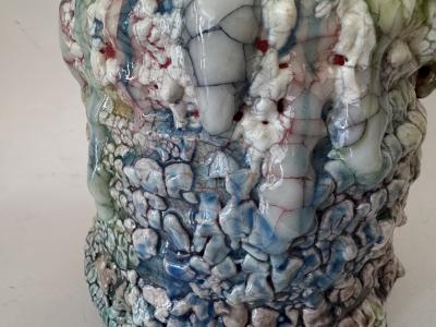 Hybrid Oribe White Glaze Mizusashi TEA CEREMONY WATER JAR by Kodai Ujiie