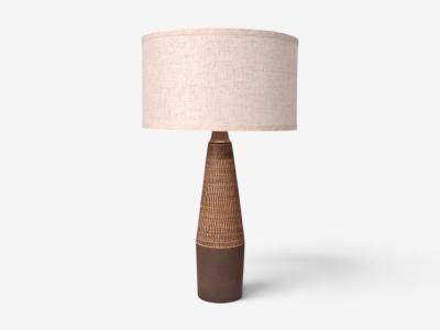 Hyllested Keramik Large Rustic Table Lamp Brown Stoneware Denmark 1960s