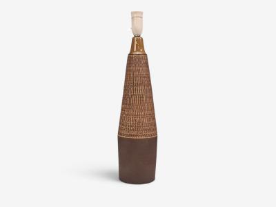 Hyllested Keramik Large Rustic Table Lamp Brown Stoneware Denmark 1960s