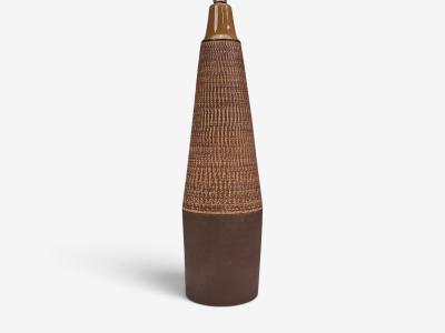 Hyllested Keramik Large Rustic Table Lamp Brown Stoneware Denmark 1960s