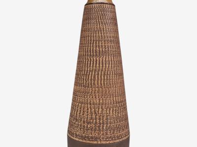 Hyllested Keramik Large Rustic Table Lamp Brown Stoneware Denmark 1960s