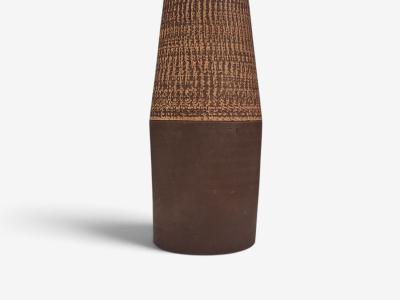 Hyllested Keramik Large Rustic Table Lamp Brown Stoneware Denmark 1960s