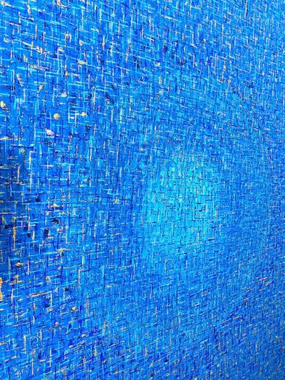 Hyunae Kang Hyun Ae Kang Modern Abstract Mixed Media on Canvas Painting Blue Nimbus Hyunae Kang