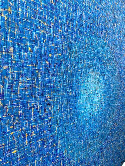 Hyunae Kang Hyun Ae Kang Modern Abstract Mixed Media on Canvas Painting Blue Nimbus Hyunae Kang