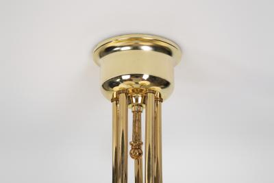 Hyval Five Armed Brass and Glass Ceiling Lamp Finland 1970s