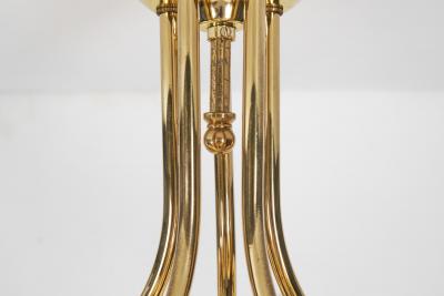 Hyval Five Armed Brass and Glass Ceiling Lamp Finland 1970s
