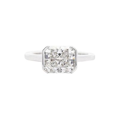 IGI Cert 2 54 Carat Lab Grown Radiant Cut Diamond East West Half Bezel Ring