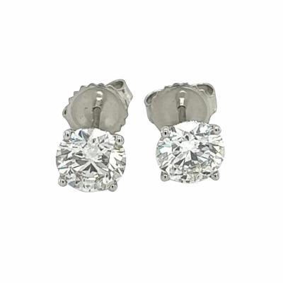 IGI Certified 2 1 Carat Total Round Cut Lab Grown CVD Diamond Stud Earring