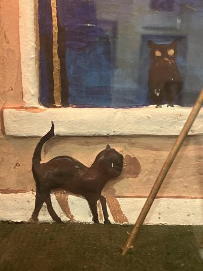 ILLUMINATED CHARMING MYSTERIOUS 1920S 1 CENT ASTROLOGY MACHINE WITH WIZARD