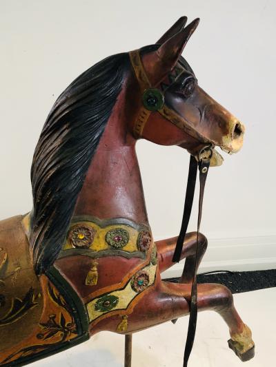 IMPORTANT CARVED TURN OF THE CENTURY CAROUSEL HORSE