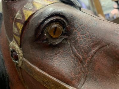 IMPORTANT CARVED TURN OF THE CENTURY CAROUSEL HORSE