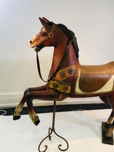 IMPORTANT CARVED TURN OF THE CENTURY CAROUSEL HORSE