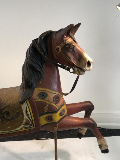 IMPORTANT CARVED TURN OF THE CENTURY CAROUSEL HORSE