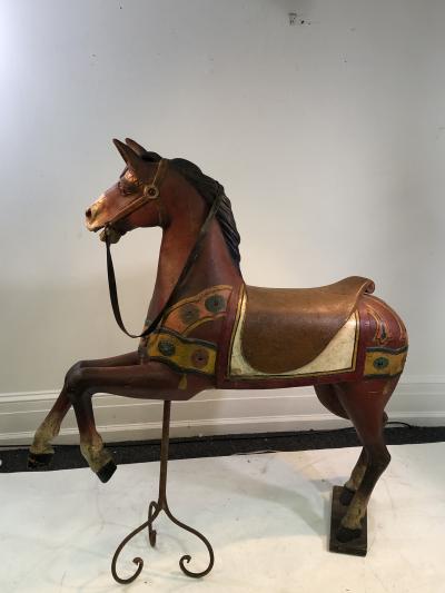 IMPORTANT CARVED TURN OF THE CENTURY CAROUSEL HORSE