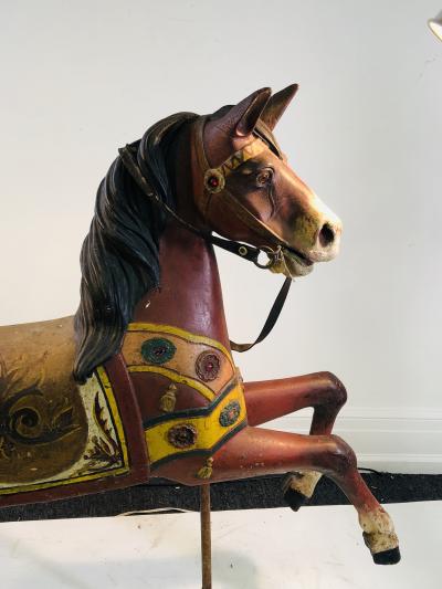 IMPORTANT CARVED TURN OF THE CENTURY CAROUSEL HORSE