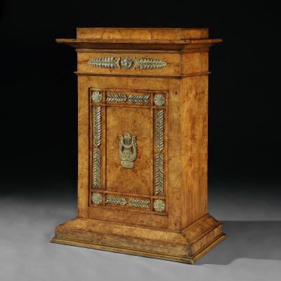 IMPORTANT EMPIRE PEDESTAL CABINET EUROPEAN CIRCA 1800