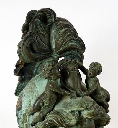 IMPORTANT PAIR OF PATINATED CAST BRONZE SCULPTURES OF BELLONA AND MINERVA