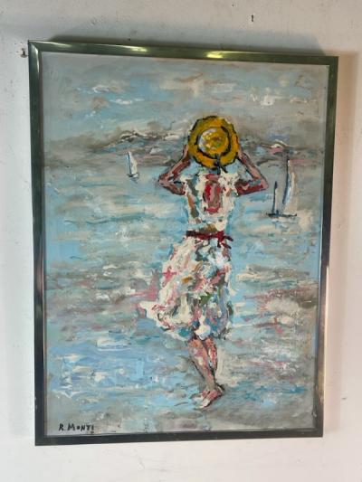 IMPRESSIONIST SEASIDE PAINTING BY R MONTI