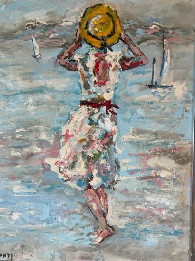 IMPRESSIONIST SEASIDE PAINTING BY R MONTI