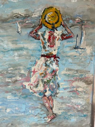 IMPRESSIONIST SEASIDE PAINTING BY R MONTI