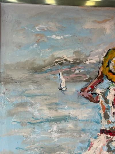 IMPRESSIONIST SEASIDE PAINTING BY R MONTI