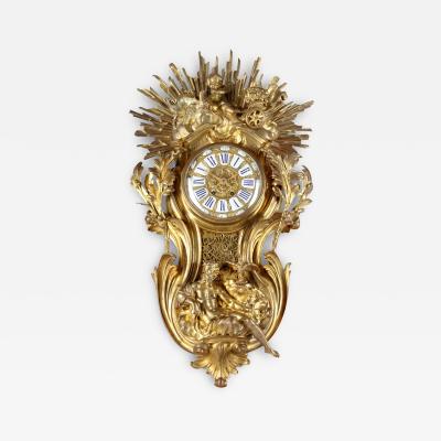 IMPRESSIVE FRENCH LOUIS XV CARTEL CLOCK AFTER JACQUES CAFFIERI 19TH CENTURY