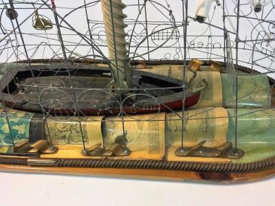 INCREDIBLE BIZARRE ARTIST SIGNED WIRE SHIP SCULPTURE RADIO