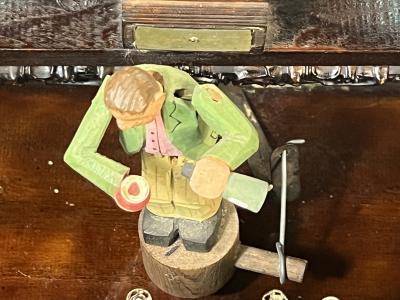 INCREDIBLE UNIQUE AUTOMATED 1920s FOLK ART BARTENDER IN DETAILED DECORATED BAR