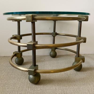 INDUSTRIAL BRASS AND METAL TABLE