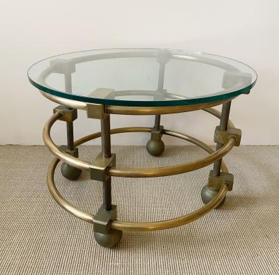 INDUSTRIAL BRASS AND METAL TABLE