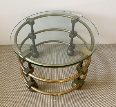 INDUSTRIAL BRASS AND METAL TABLE