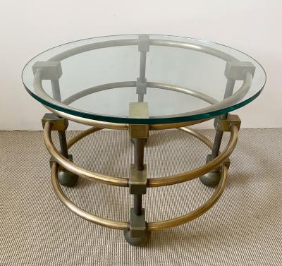 INDUSTRIAL BRASS AND METAL TABLE