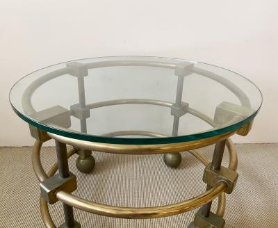 INDUSTRIAL BRASS AND METAL TABLE