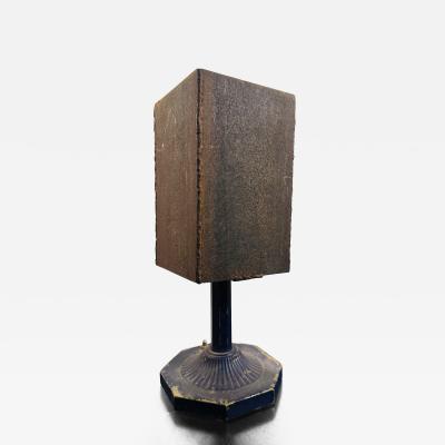 INDUSTRIAL RECTANGULAR METAL SHADE NEOCLASSICAL BLUE ENAMEL BRASS BASE LAMP