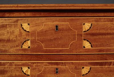 INLAID BOW FRONT CHEST OF DRAWERS