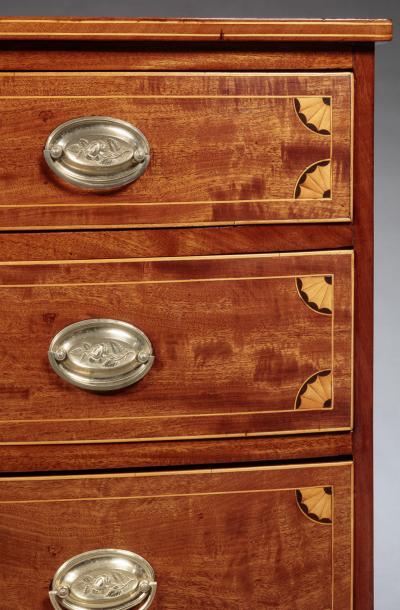 INLAID BOW FRONT CHEST OF DRAWERS