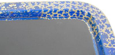 INTERESTING BLACK AND COBALT BLUE JAPANNED TRAY