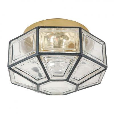 IRON AND GLASS FLUSH MOUNT