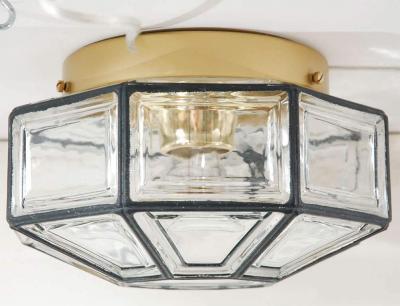 IRON AND GLASS FLUSH MOUNT