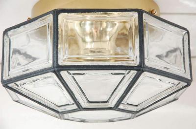 IRON AND GLASS FLUSH MOUNT
