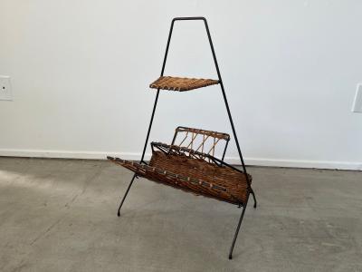 IRON AND WICKER MAGAZINE HOLDER