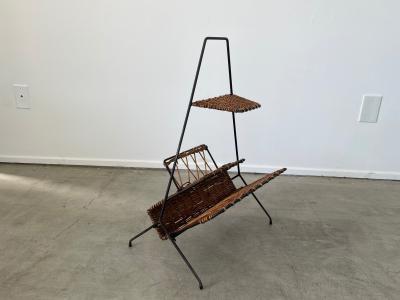 IRON AND WICKER MAGAZINE HOLDER