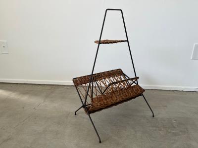 IRON AND WICKER MAGAZINE HOLDER